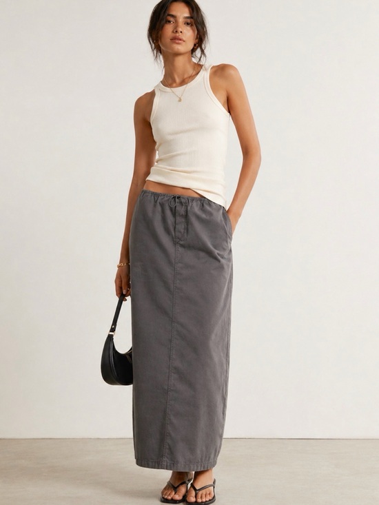 Zara Dresses & Skirts - ZARA Hi-Tech Drawstring Grey Cargo Maxi Skirt Size Large NWT